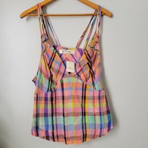 NWT FREE PEOPLE PLAID HALTER TOP M L